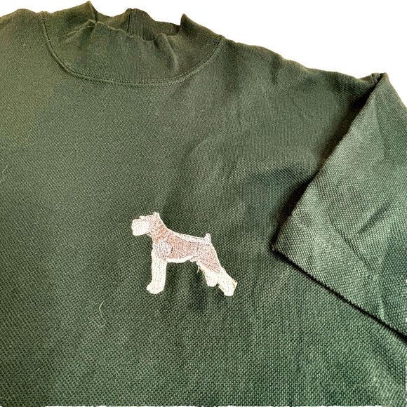 VTG Boundary Line Shirt USA Made Embroidered Terrier Dog Mock Neck Men’s SZ M - Picture 4 of 11
